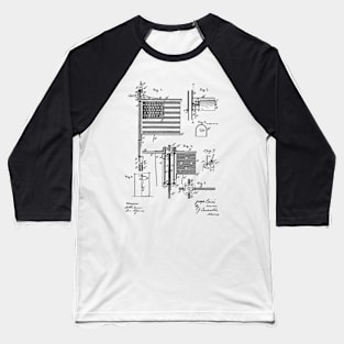 Flag Staff Vintage Patent Hand Drawing Baseball T-Shirt